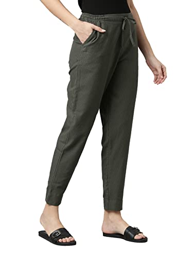 Image of GO COLORS Ikat Print Beige Printed Pencil Pant for Women | Breathable, Side Pocket