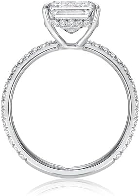 5 CT Emerald Moissanite Engagement Rings for Women Handmade Wedding Bridal Ring Set Solitaire Pave Hidden Halo Silver 10k 14k 18k Solid Gold Anniversary Promise Gifts