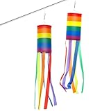 Voarge 2 PCS Regenbogen Windsack, Windsack für Draußen, 100 x 10cm, Winddicht und Regenfest, Windsack kann als Garten-, Balkon- oder Außendekoration Verwendet Werden