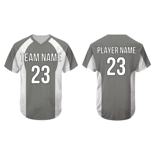 SGS SPORTS GEAR SWAG Custom Baseball Jersey, Personalized Short Sleeve & Sleeveless Jerseys with Name/Number, Uniform Set for Men, Women, Youth, and Kids, White - Gray