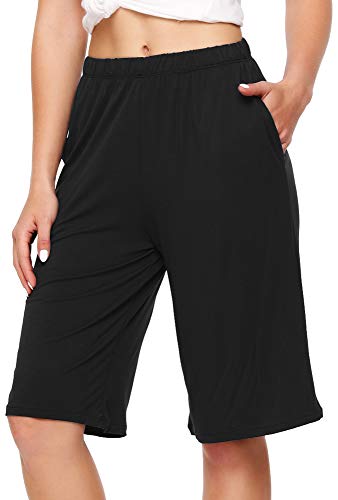 Wiwi Bamboo Sleep Shorts For Women Pajama Bottoms With Pockets Soft Lounge Plus Size Lightweight Short Pants S-3X, Black, Medium #TOP2