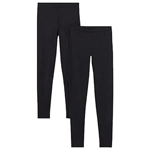 Ladies Pack of 2 Cotton Elastane Plain Stretchy Soft Ankle Length High Rise Leggings with Elasticated Waist