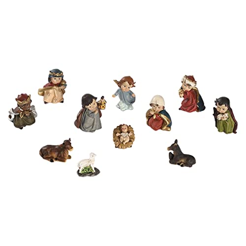 Xiaojikuaipao Cartoon Nativity Scenes Christmas Crib Figure Baby Birth Jesus Christ Hand Painted Manger Miniatures Ornament Church Gifts Home Party Decor