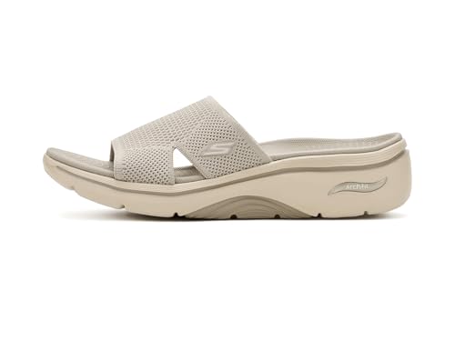 Skechers SKECHERS, Womens, Arch Fit 2.0 Quick-Dry Slide, Taupe, 6, B - Medium