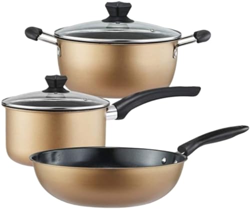 3-Piece Nonstick Pots and Pans Set with Lids