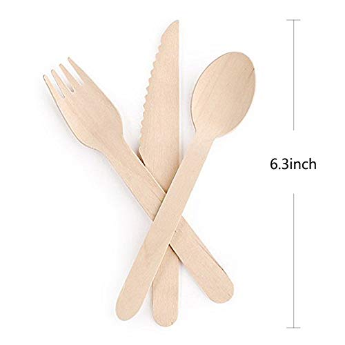 Miniatura 2 de Juego De Cubiertos De Madera Desechables, Tenedores De Madera, Cuchillos Y Cucharas, Ecológicos, 240 Unidades 90 Tenedores, 90 Cucharas, 60 Cuchillos