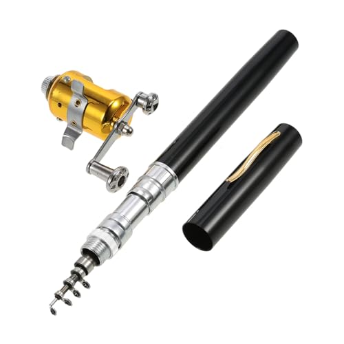 Telescopic Fishing Rod and Reel Combo for Adults, Collapsible Fishing Gear Set with Carry Bag, Adjustable Portable Fishing Rod, Black