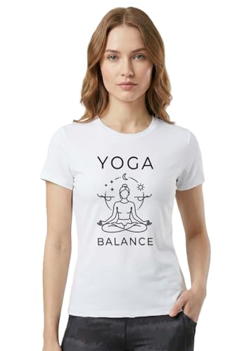 Image of INDISSH Yoga Tshirt for Women Cotton | Graphic Printed Yoga Round Neck Short Sleeves T-Shirt for Woman - WRN-YOGAB-PAR