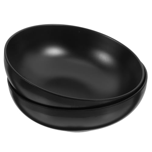 Cabilock 2er Set Japanische Ramen Schüssel - 19cm Melamin Schwarz Stoßfest & Hitzebeständig, Nudelschalen für Suppe, Pasta, Salat, Sushi Party, Auflaufform Mit Vertieftem Rand