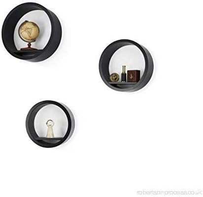 Woodsy Wooden Wall Shelf Round Shape (Black)