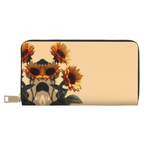 Monedero de mano moderno con diseño de girasol largo versátil para móvil