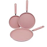 MANO 3-Piece Ceramic Crepe Pan Set Nonstick Frying Pan Set Skillet Set Multipurpose Cooking Pans...