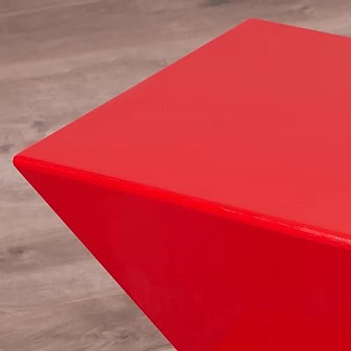 Image of Wooden Block Accent Side Table in Antique Wooden Design, Fully Assembled, End, Bedside Table and Nightstand, for The Living Room and Bedroom-Red