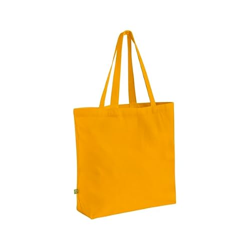 Image of Westford Mill EarthAware Organic Maxi Bag for Life – Amber, GOTS Certified Organic Cotton Tote (CU811033), Large Capacity Shopper, Hand or Shoulder Carry, CutAway Label, Made for Personalisation