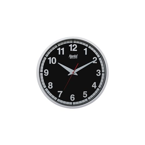 Image of Ajanta 2607 Wall Clock (11.9 Inch / 302.5mm) - Silent Sweep Non-Ticking Movement - Stylish Silver Home Decor Clock for Living Room, Office,Kitchen - Modern Metallic Home Decor
