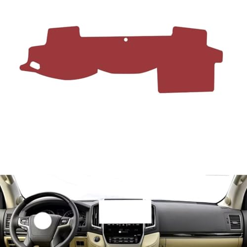 Leather Dash Board Cover mat Compatible with Toyota Land Cruiser（no Speakers） 2007-2019，Anti-Slip,Sun Protection Dashboard Cover-red