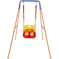 HLC Folding Toddler Swing - Baby Kids Swing for Garden & Indoor, Safety Chair Set, Blue, 9-36 Months