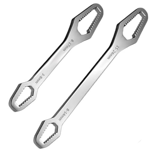 2 Pièces Clés à Fourches Polygonales, Clé Torx universelle, Lot de 2 Clés à Molette, Clé Auto-Serrante à Double Extrémité, pour Différentes Tailles...