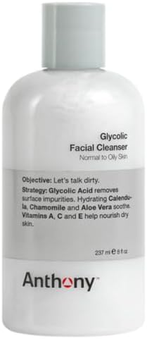 Anthony Glycolic Acid Face Wash, Glycolic Acid Cleanser for Men, 8 Fl Oz