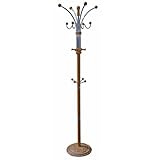 ORE International Six Foot Wood and Chrome Coat Rack Oak Finish