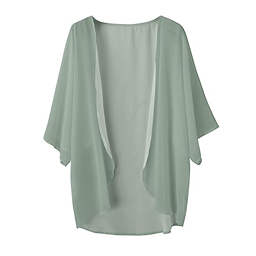 Chiffon Kimono Cardigans for Women UK Loose Open Front Kimono Cardigans Open Front Baggy Lightweight Sweater Comfort Cover ups for Ladies Summer Dressy Top Ladies Cardigan Casual Loose Beach Going Out - Image 2