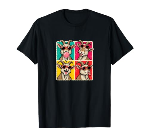 Funny Goat Wearing Sunglasses Bubblegum Photobooth Retro T-Shirt