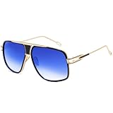 Tskestvy Oversized 70s Aviator Sunglasses for Men Disco Sun Glasses Cool Designer Tinted Shades Gold Alloy...