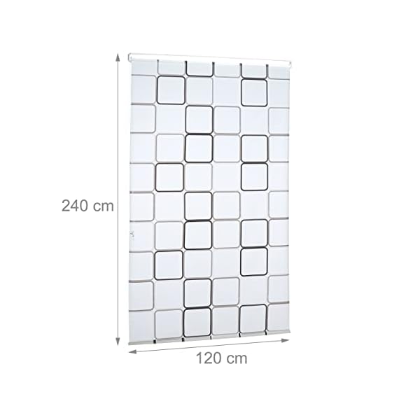 Relaxdays Duschrollo Square, wasserabweisend, Retro Badrollo Wanne u. Dusche, Deckenmontage, 120x240cm, semitransparent – Bild 5