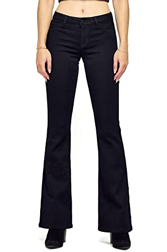 Cello Jeans Women's Juniors Mid Rise Stretchy Jegging Bell Bottom Flares