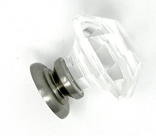Get Special Price Two Oversized Asscher-Cut Old Town Lead Crystal BiFold /Wardrobe Knobs, almost 2" in diameter. BRUSHED NICKEL Stem topped over NICKEL which is visible in the base. Another 3rd Generation RoussoDesigns for when you need the ultimate knob pull .