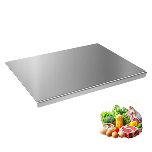 Stainless Steel Chopping Board with Counter Lip Cutting Board for Kitchen 40 x 30 cm Ideal for Kneading Pastry Meat Vegetables Bread 1pcs