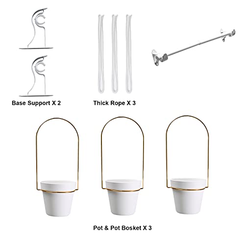 Yeshine Hanging Planters For Indoor Plants Or Herbs Metal Hanging Planter With 3 Plastic Pots, White #TOP3