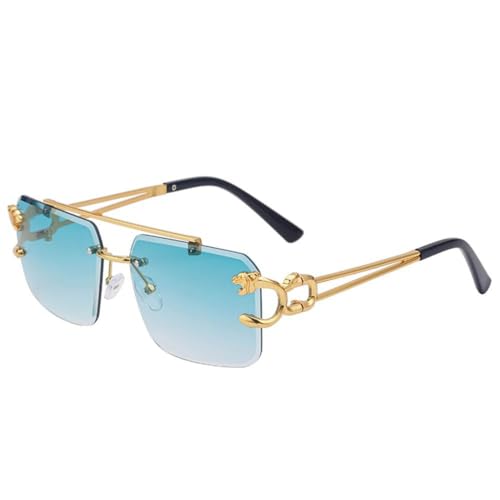 Lunettes de soleil rétro sans monture Steampunk et nuances métal mode UV400