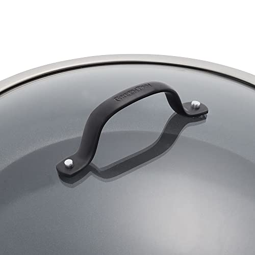 Greenpan Venice Pro Noir Tri-Ply Stainless Steel Healthy Ceramic Nonstick 12" Frying Pan Skillet With Lid, Matte Black Handle, Pfas-Free, Multi Clad, Induction, Dishwasher Safe, Oven Safe, Silver #TOP5