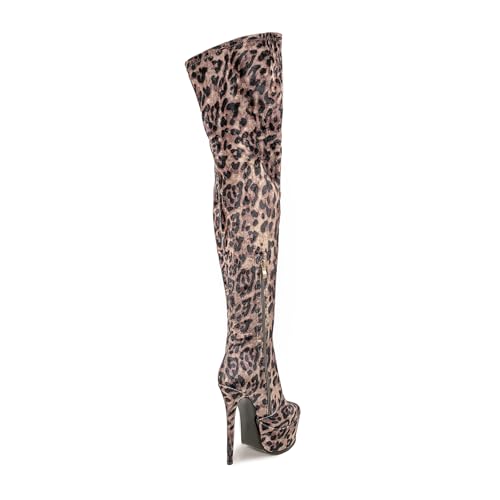 White Black Thigh high boots Women's leopard Zebra Print Lime green Stiletto heel Platform Newspaper Over the knee Round toe Side back zipper Sexy unisex high heels3
