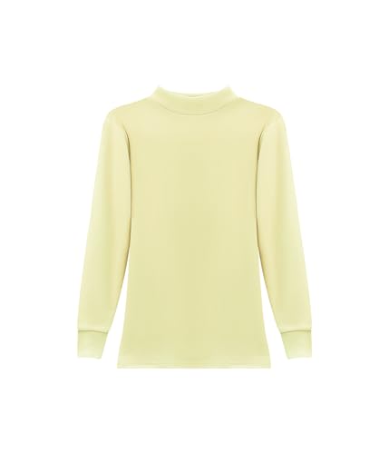 POWER FLOWER Girls' Thermal Long Sleeve Top – Fleece-Lined Base Layer with Mock Neck for Cold Weather (11-12 Years, LY133-Green)
