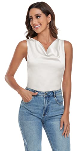 Wantschun Women's Cowl Neck Camisole Silk Satin Adjustable Spaghetti Strap Tank Top Cami Blouse S-3XL4