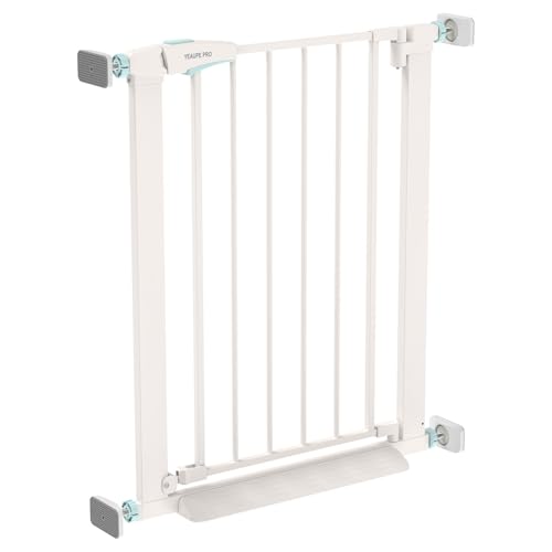 YEAUPE PRO Barrière de Sécurité Enfant sans Perçage, 68-73 CM, Barrière d'escaliers et de Portes à Pression pour Bébé et Chien, Ouverture d'une Main, sans vis ni Perçage, Double Verrouillage, Blanc