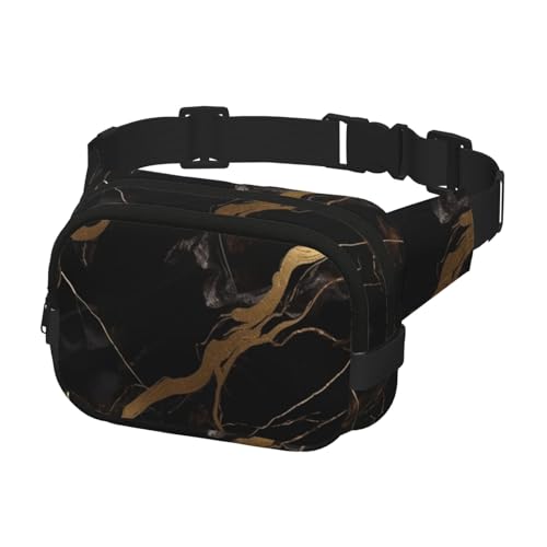 Sac banane marbre noir et doré pour voyage et ville avec sangle réglable