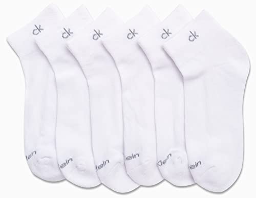 Image of Calvin Klein Quarter Socks for Women - 6 Pack Cushioned Ankle Socks - Quarter Cut, Breathable, Lightweight, Athletic Design