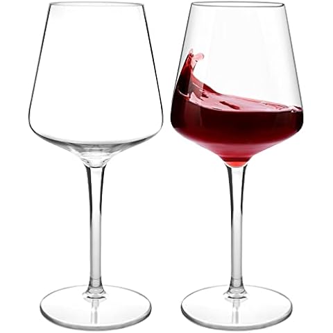 MICHLEY Red Wine Glass Tritan-Plastic 445 ML / 15.6 OZ Unbreakable White Large Elegant Durable Shatterproof Goblets for Camping and Daily Use Set of 2 Cover