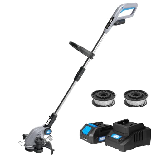 ROYAL GARDEN Desbrozadora/bordeadora inalámbrica de 20 V y 12 pulgadas, batería de 2.0 Ah y cargador incluidos