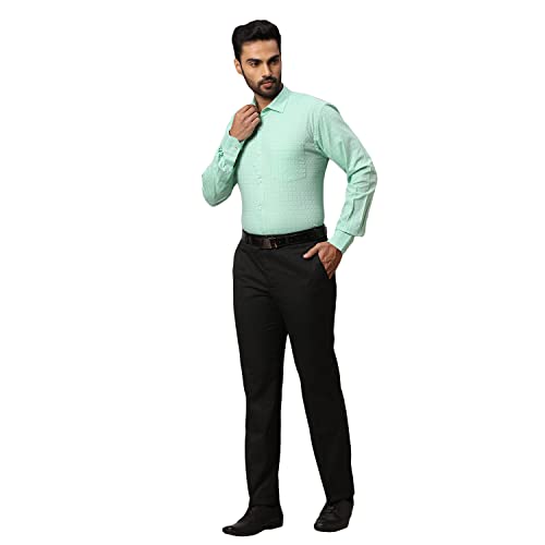 Image of Park Avenue Men's Full Sleeve Slim Fit Medium Green Formal Shirt