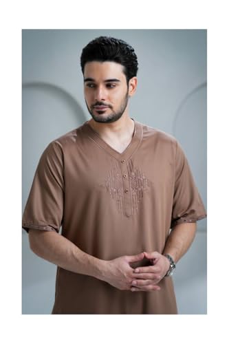 Nubel Brown Half Sleeve Thobe Jubba4