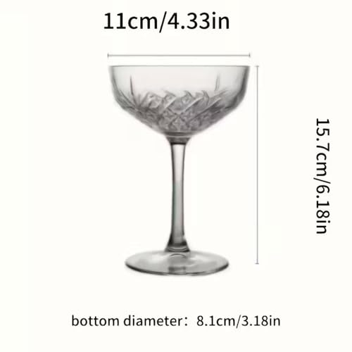 Image of Forestamart Wide Mouth Martini Champagne Glass (250ml) || Set of 4 || Coupe Glass Set || for Home, Hotel, Bar, Party, Wedding, Festival Celebration