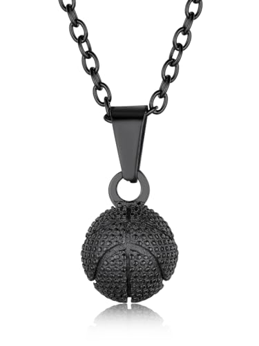 GoldChic - Black Basketball Chain, NBA Stereoscopic 3D Basketball Fans Pendant Necklaces Women Men, Gift for Son