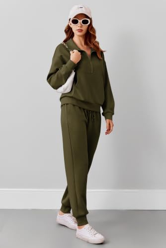 Image of PINSPARK 2 Piece Sets for Women Long Sleeve Half Zip Tracksuit Jogger Sets