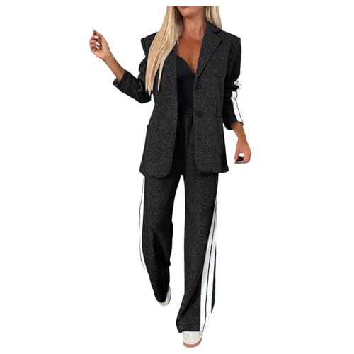 Costume 2 pièces pour femme chic avec blazer boutonné et pantalon droit