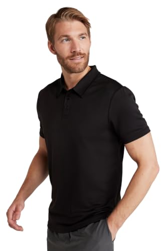 Image of Mountain Warehouse Endurance IsoCool Mens Polo - UV Protection Top, Sweat Wicking T-Shirt, Breathable Tee Shirt - for Spring Summer, Running, Hiking & Outdoors Black XL