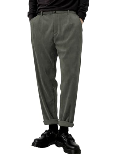 Image of KOTTY Men's Solid|Button|Straight|Regular fit|Corduroy Trousers|Pant for Men
